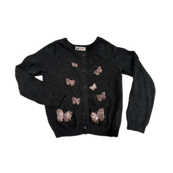 H&M Girls Cardigan Sequin Butterflies - Picture 1 of 4